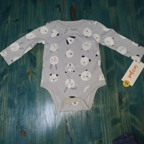 Long Sleeve Onesie with Animals Matching Pants NEW Newborn - Picture 2 of 9